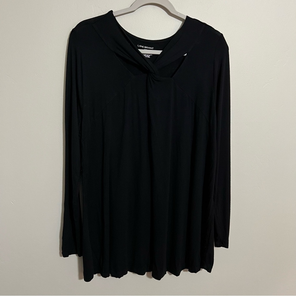 Lane Bryant Black Twist Front Design Ling Sleeve Top size 14/16